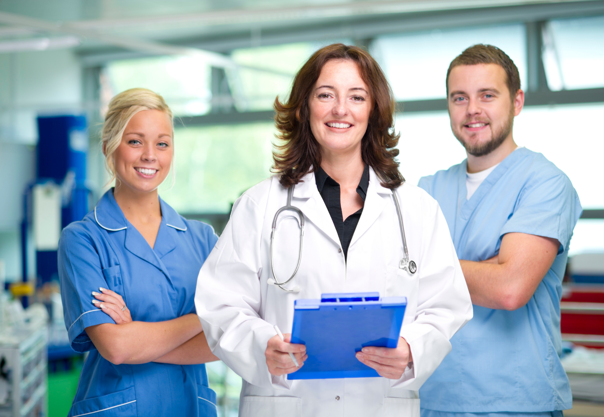 a stethoscope or clipboard subtly in frame — clean and calm